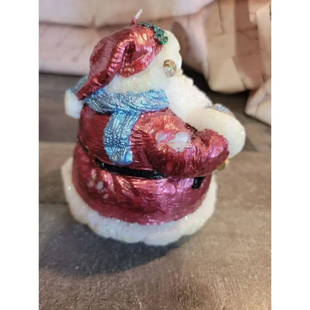Large Santa Claus wax candle glitter tree Xmas Decor‎ figure